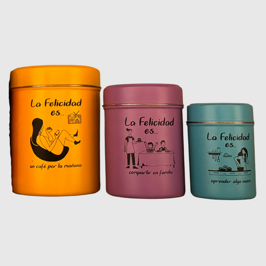 SET X 3 TARROS CON MENSAJE ACERO INOXIDABLE