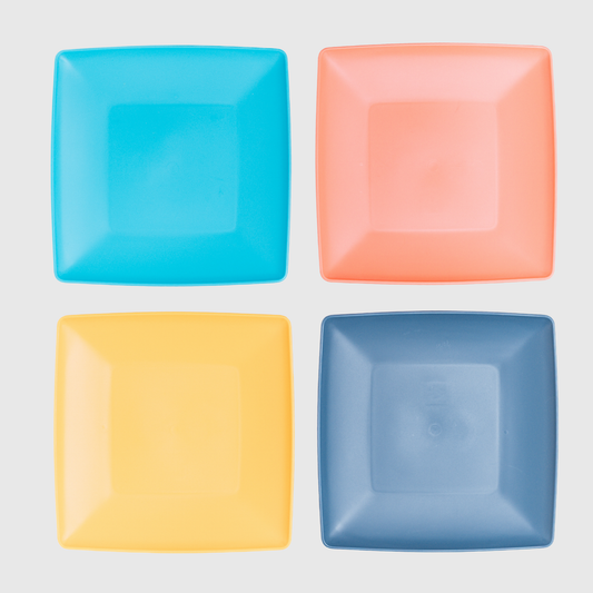 SET X 4 PLATOS CUADRADOS (19.3 CM) MULTICOLOR
