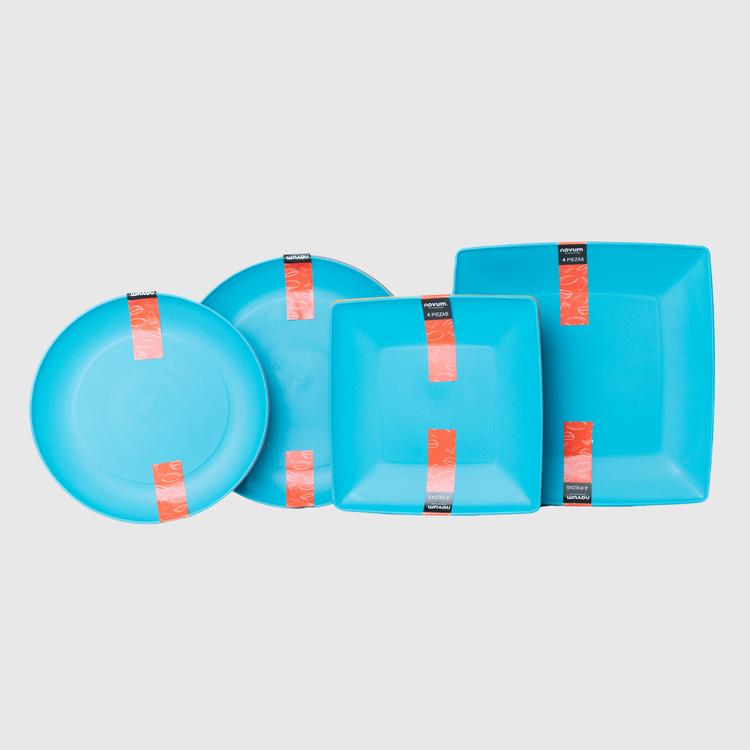 SET X 4 PLATOS CUADRADOS (19.3 CM) MULTICOLOR