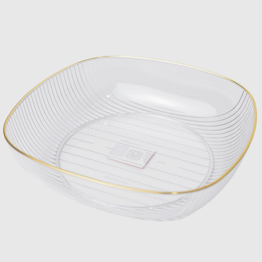 PLATO FRUTAS BORDE DORADO (27 CM X 27 CM X 7 CM)