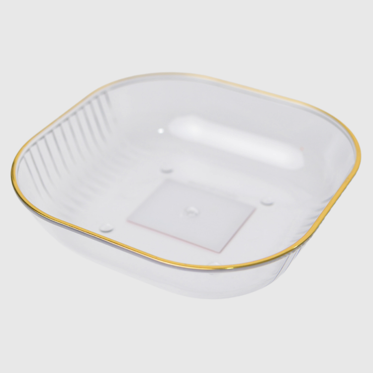 PLATO FRUTAS BORDE DORADO (24 CM X 24 CM X 6.3 CM)