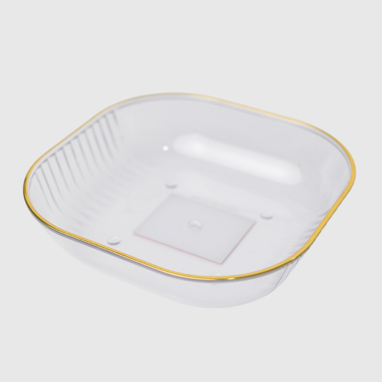 PLATO FRUTAS BORDE DORADO (17 CM X 17 CM X 4.5 CM)