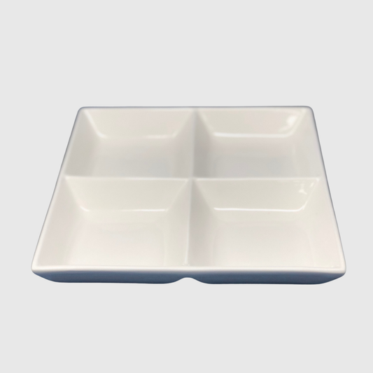 PLATO PORCELANA CUADRADO CON DIVISIONES 26CM