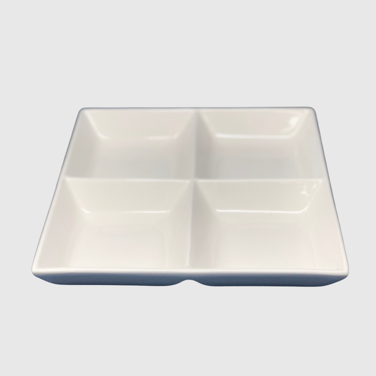 PLATO PORCELANA CUADRADO CON DIVISIONES 26CM