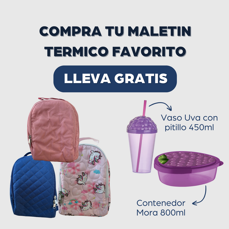 MALETIN TERMICO + GRATIS VASO 450ML Y RECIPIENTE 800 ML