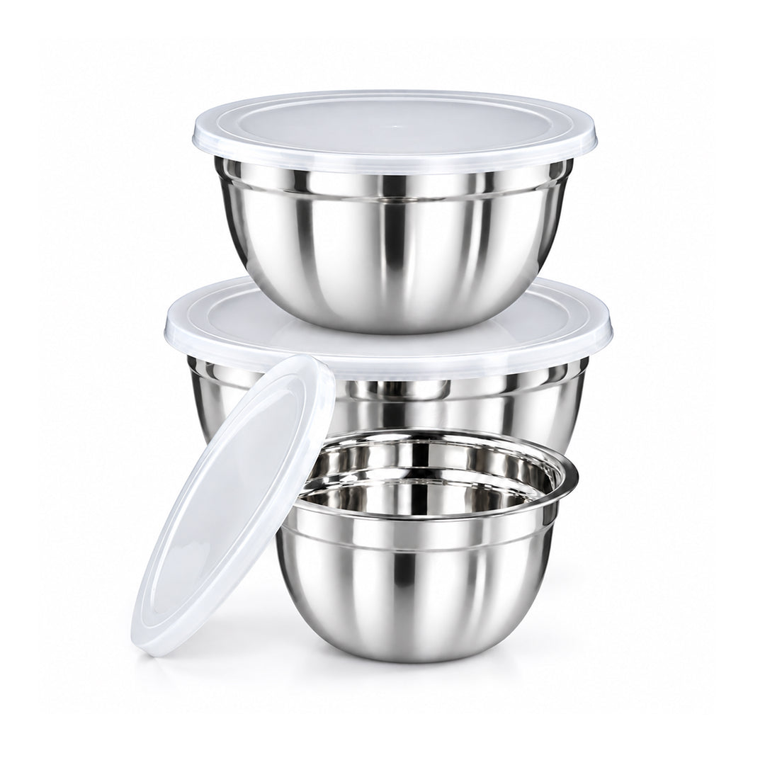 Set de bowls de acero inoxidable con tapa